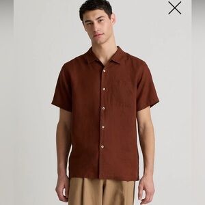 NWT QUINCE men’s 100% European linen camp shirt rust size M
